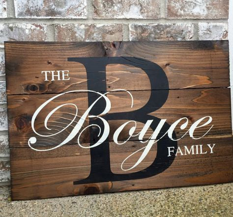 Monogram Family Sign