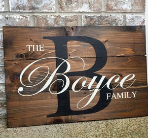 Monogram Family Sign